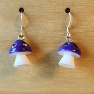 Mushroom Earrings on Sterling Silver French Earwires Nature Fungi